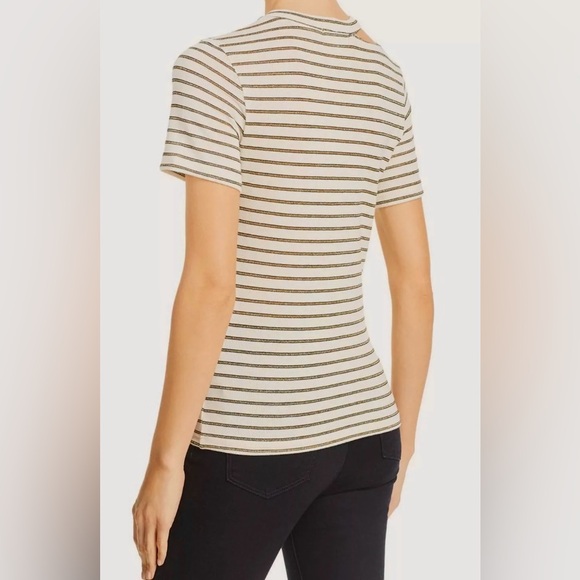 💕2/$25💕 metallic gold striped top M-L - Picture 3 of 7